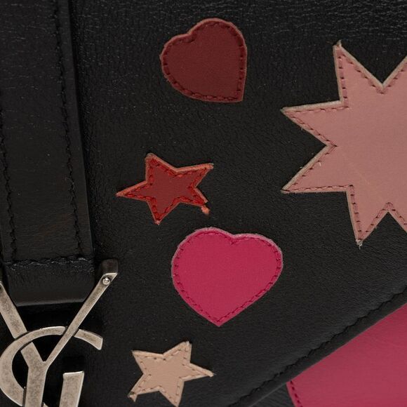 Saint Laurent Calfskin Heart Patchwork Monogram Chain Wallet - Picture 14 of 16